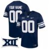 Custom BYU Cougars Football Navy Alternate Game Jersey w/ XII Patch - All Stitched