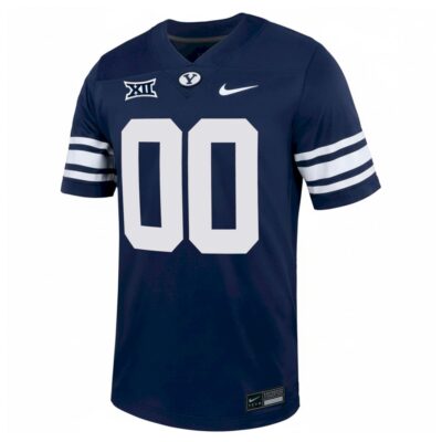 Alternative view of Custom BYU Cougars Football Navy Alternate Game Jersey w/ XII Patch - All Stitched