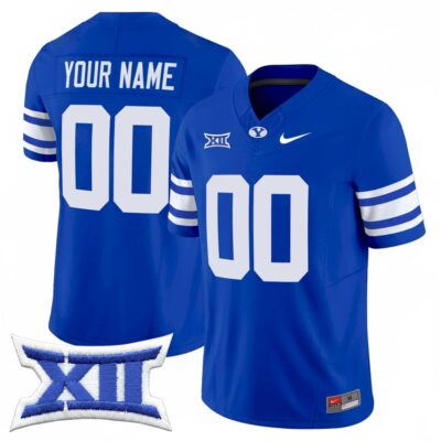 Custom BYU Cougars Football Royal Home Vapor F.U.S.E Limited Jersey w/ XII Patch - All Stitched