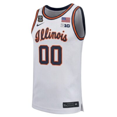 Alternative view of Custom Illinois Fighting Illini Basketball 2026 Final Four White Limited Jersey - All Stitched