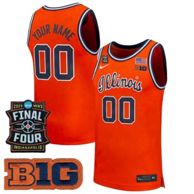 Custom Illinois Fighting Illini Basketball 2026 Final Four Orange Limited Jersey - All Stitched