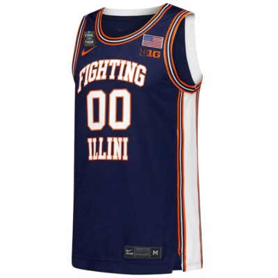 Alternative view of Custom Illinois Fighting Illini Basketball 2026 Final Four Navy Limited Jersey - All Stitched