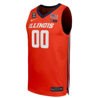 Alternative view of Custom Illinois Fighting Illini Basketball 2026 Final Four Orange Jersey - All Stitched