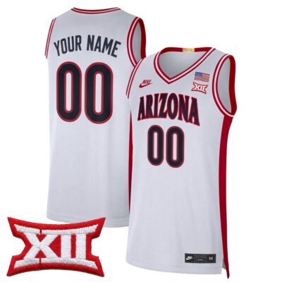 Custom Arizona Wildcats Basketball White Limited Retro Jersey w/ XII Patch - All Stitched