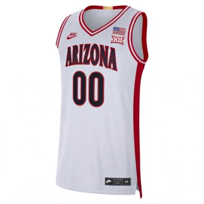 Alternative view of Custom Arizona Wildcats Basketball White Limited Retro Jersey w/ XII Patch - All Stitched