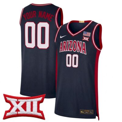 Custom Arizona Wildcats Basketball Navy Limited Retro Jersey w/ XII Patch - All Stitched