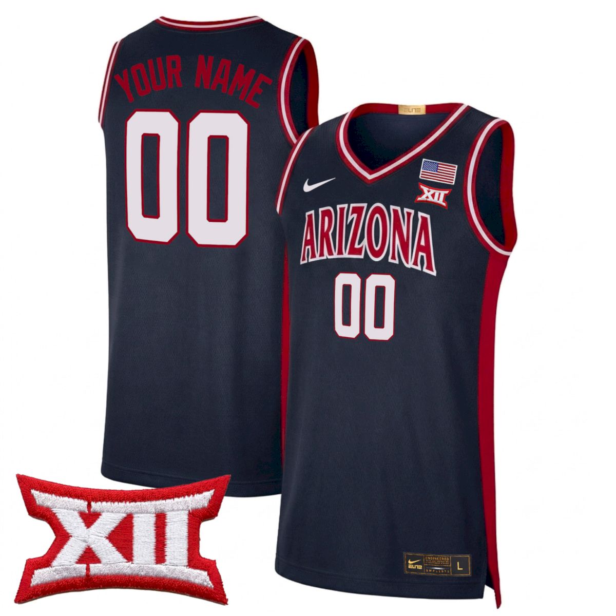 Custom Arizona Wildcats Basketball Navy Limited Retro Jersey w/ XII Patch - All Stitched