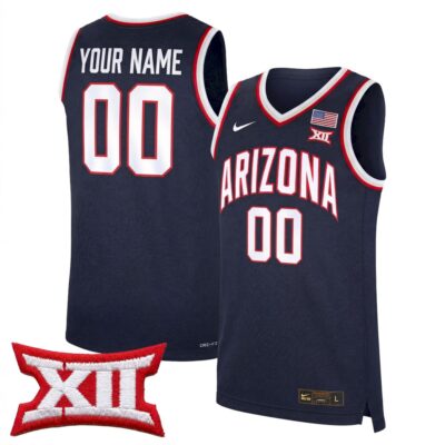 Custom Arizona Wildcats Basketball Navy Jersey w/ XII Patch - All Stitched