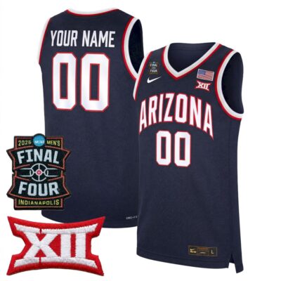 Custom Arizona Wildcats Basketball 2026 Final Four Navy Jersey - All Stitched