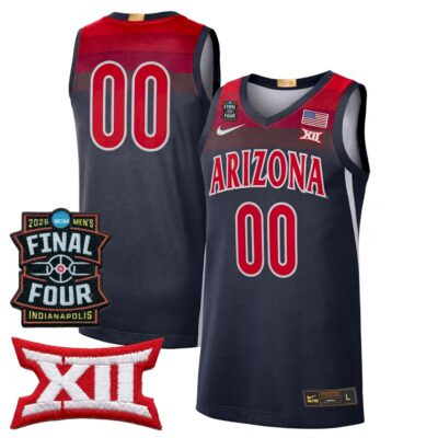 Custom Arizona Wildcats Basketball 2026 Final Four Navy Red Jersey - All Stitched
