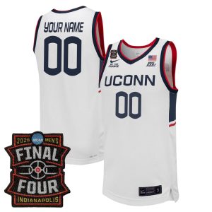 Custom UConn Huskies Basketball 2026 Final Four White Limited Retro Jersey - All Stitched