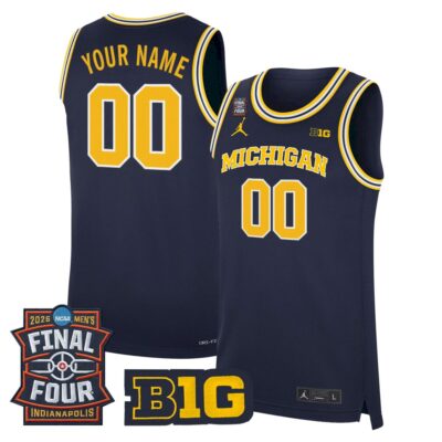 Custom Michigan Wolverines Basketball 2026 Final Four Navy Limited Jersey - All Stitched