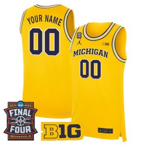 Custom Michigan Wolverines Basketball 2026 Final Four Maize Limited Jersey - All Stitched
