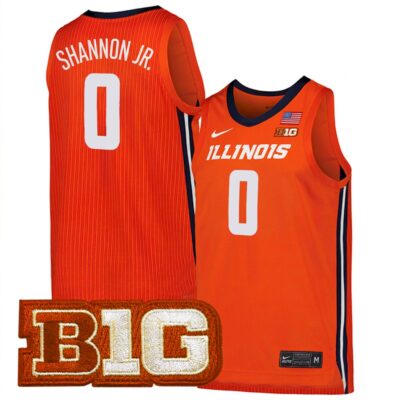 Terrence Shannon Jr. Illinois Fighting Illini Basketball Orange Home Jersey w/ B1G Patch - All Stitched