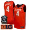 Kylan Boswell Illinois Fighting Illini Basketball 2026 Final Four Orange Jersey - All Stitched