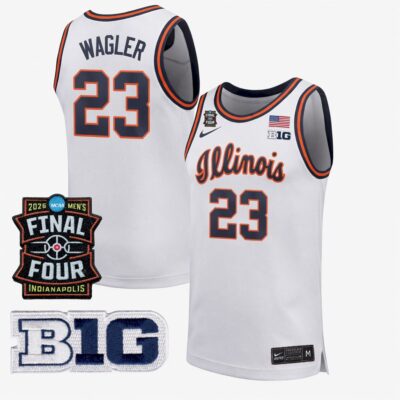 Keaton Wagler Illinois Fighting Illini Basketball 2026 Final Four White Limited Jersey - All Stitched