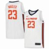 Keaton Wagler Illinois Fighting Illini Basketball White Away Jersey - All Stitched