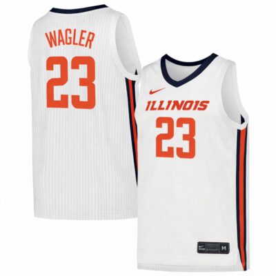 Keaton Wagler Illinois Fighting Illini Basketball White Away Jersey - All Stitched
