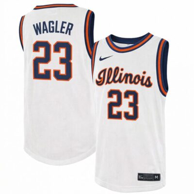 Keaton Wagler Illinois Fighting Illini Basketball White Throwback Jersey - All Stitched