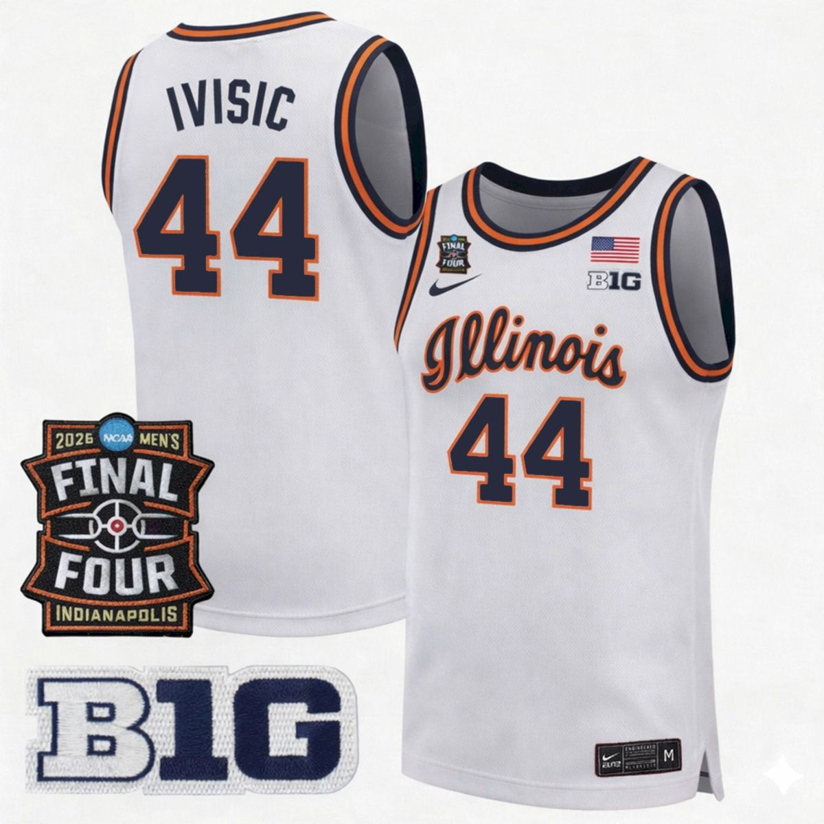 Zvonimir Ivisic Illinois Fighting Illini Basketball 2026 Final Four Orange Limited Jersey - All Stitched