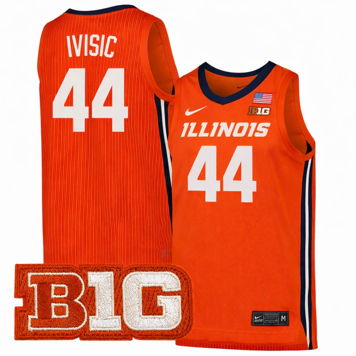 Zvonimir Ivisic Illinois Fighting Illini Basketball Orange Home Jersey w/ B1G Patch - All Stitched