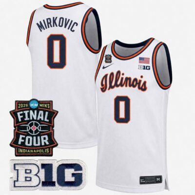 David Mirkovic Illinois Fighting Illini Basketball 2026 Final Four Orange Limited Jersey - All Stitched