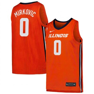 David Mirkovic Illinois Fighting Illini Basketball Orange Home Jersey - All Stitched