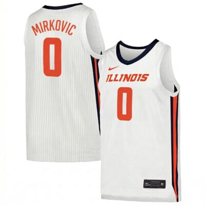 David Mirkovic Illinois Fighting Illini Basketball White Away Jersey - All Stitched