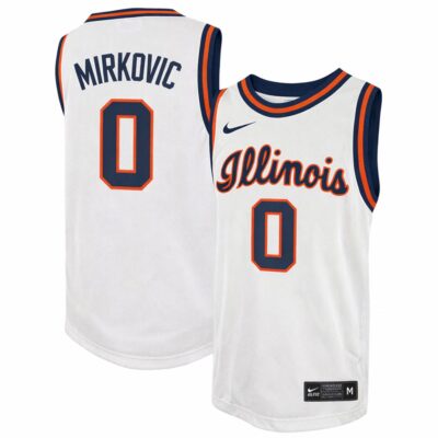 David Mirkovic Illinois Fighting Illini Basketball White Throwback Jersey - All Stitched