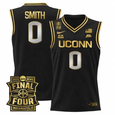 Malachi Smith UConn Huskies Basketball 2026 Final Four Black Gold Jersey - All Stitched