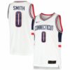 Malachi Smith UConn Huskies Basketball White Throwback Game Jersey - All Stitched