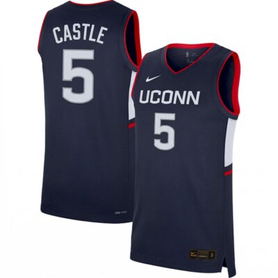 Stephon Castle UConn Huskies Basketball Navy Game Jersey - All Stitched