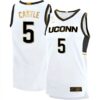 Stephon Castle UConn Huskies Basketball White Gold Jersey - All Stitched