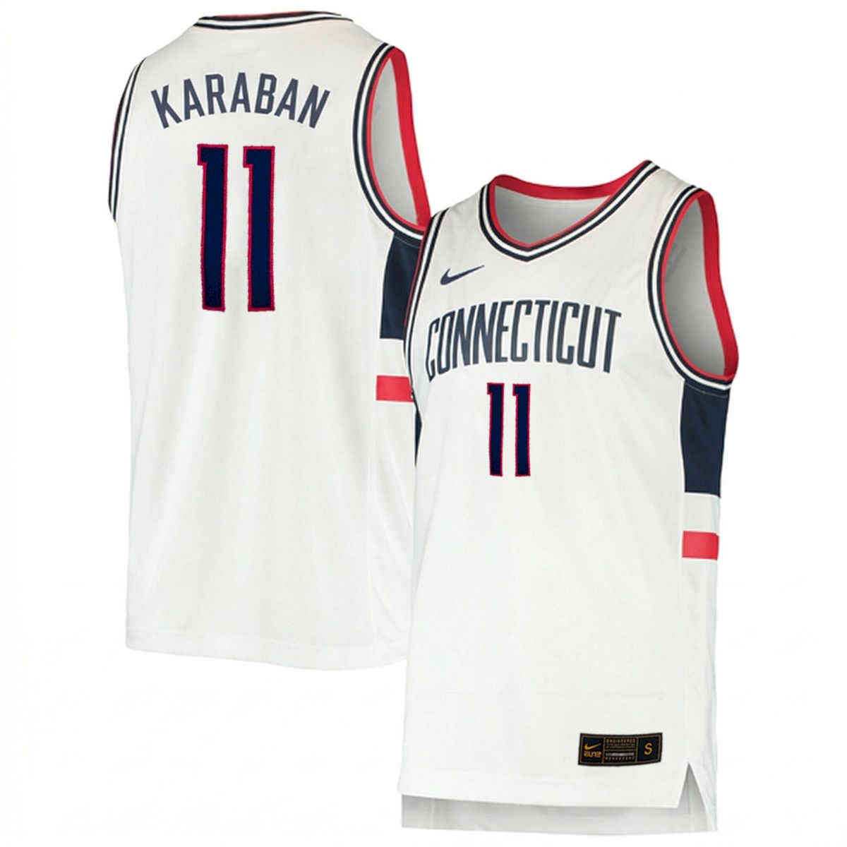Alex Karaban UConn Huskies Basketball White Throwback Game Jersey - All Stitched