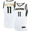 Alex Karaban UConn Huskies Basketball White Gold Jersey - All Stitched