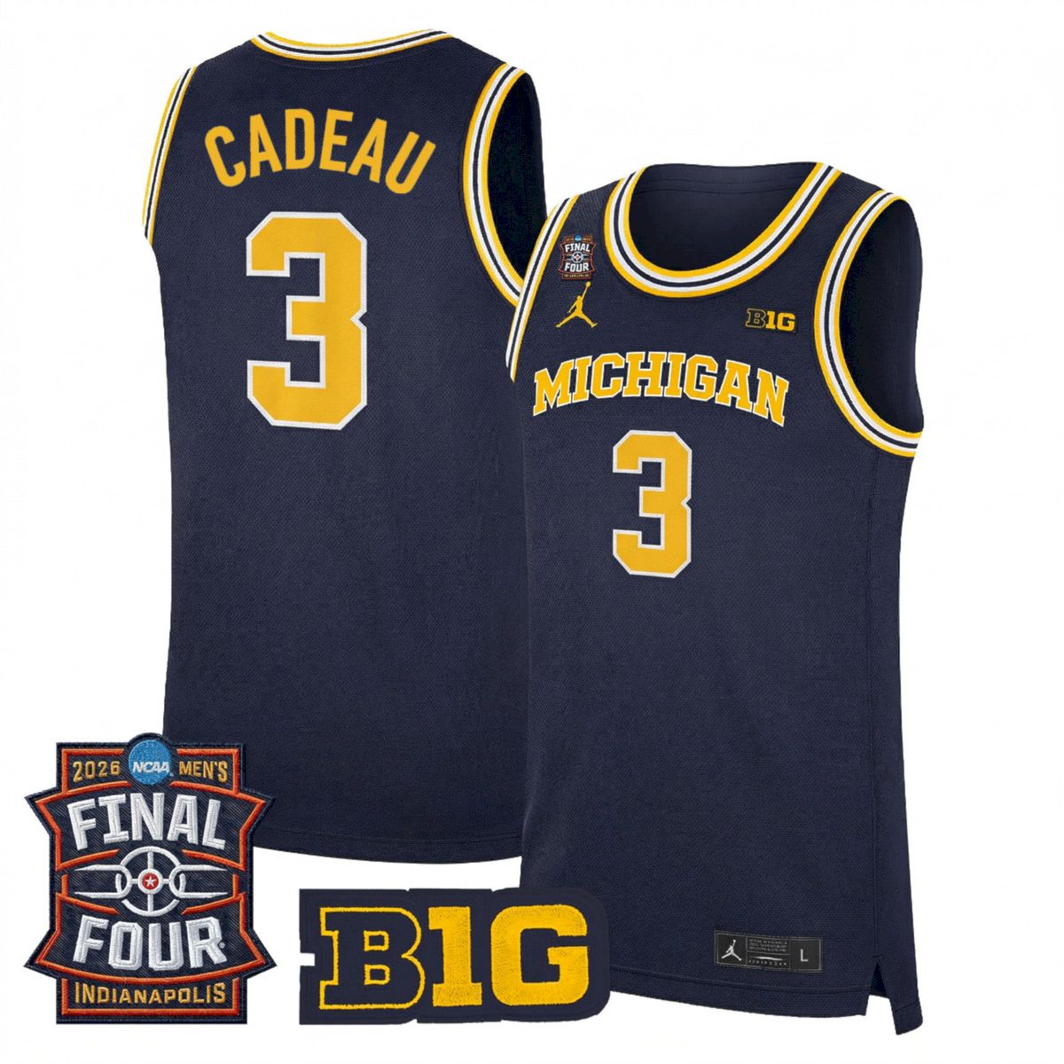Elliot Cadeau Michigan Wolverines Basketball 2026 Final Four Navy Limited Jersey - All Stitched