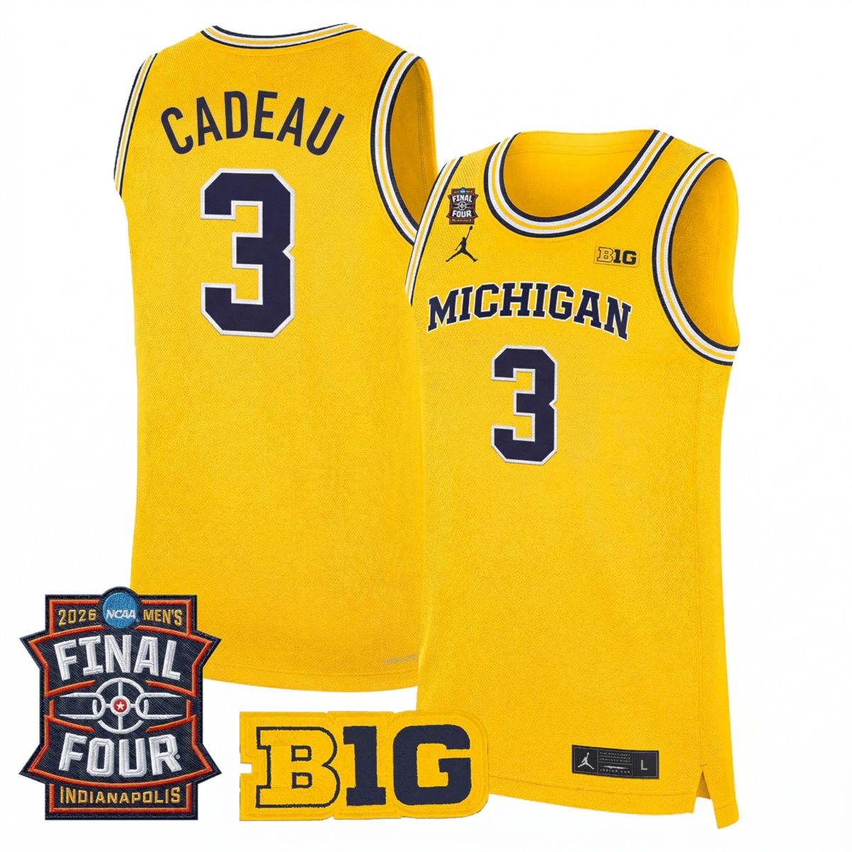 Elliot Cadeau Michigan Wolverines Basketball 2026 Final Four Maize Limited Jersey - All Stitched