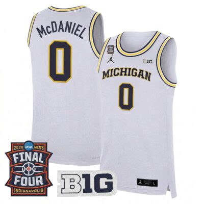 Dug McDaniel Michigan Wolverines Basketball 2026 Final Four White Limited Jersey - All Stitched