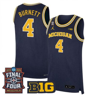 Nimari Burnett Michigan Wolverines Basketball 2026 Final Four Navy Limited Jersey - All Stitched