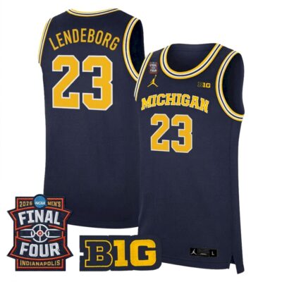 Yaxel Lendeborg Michigan Wolverines Basketball 2026 Final Four Navy Limited Jersey - All Stitched