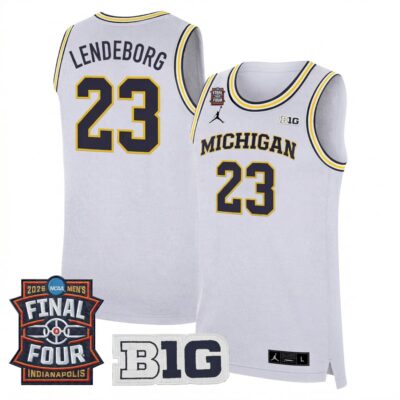Yaxel Lendeborg Michigan Wolverines Basketball 2026 Final Four White Limited Jersey - All Stitched
