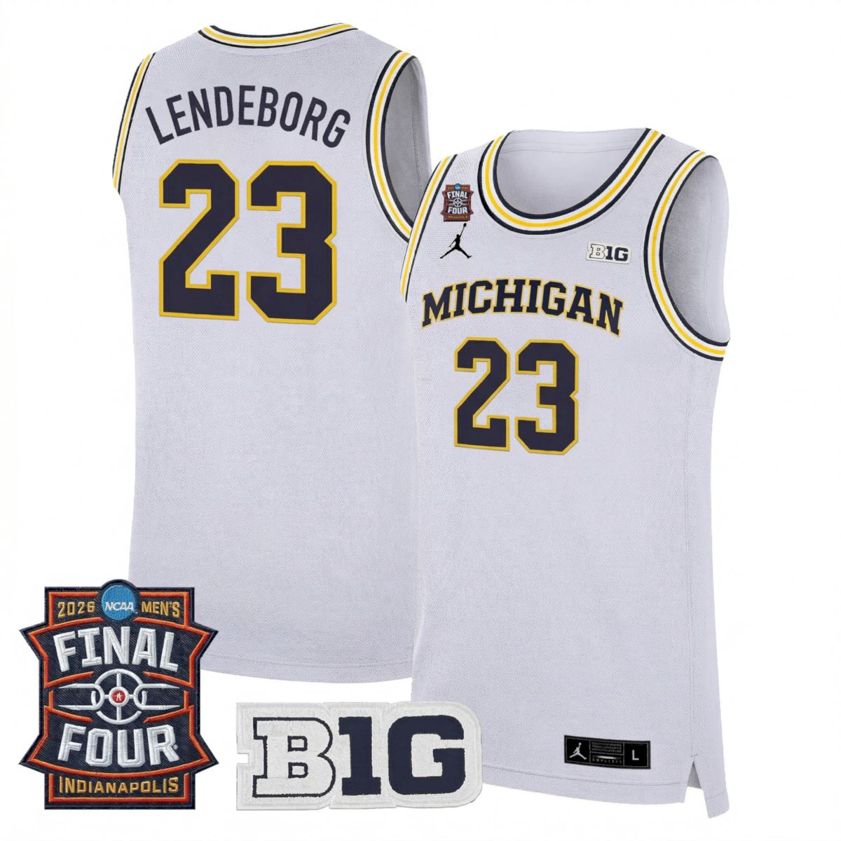 Yaxel Lendeborg Michigan Wolverines Basketball 2026 Final Four White Limited Jersey - All Stitched