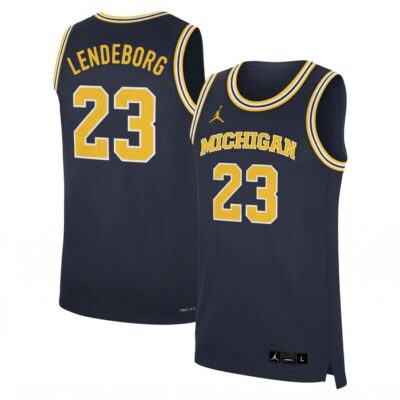 Yaxel Lendeborg Michigan Wolverines Basketball Navy Limited Jersey - All Stitched