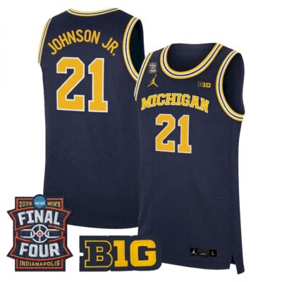 Morez Johnson Jr. Michigan Wolverines Basketball 2026 Final Four Navy Limited Jersey - All Stitched