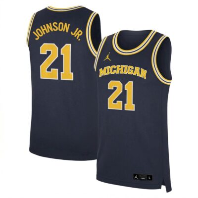 Morez Johnson Jr. Michigan Wolverines Basketball Navy Limited Jersey - All Stitched