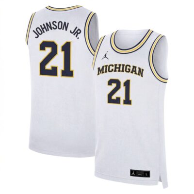Morez Johnson Jr. Michigan Wolverines Basketball White Limited Jersey - All Stitched