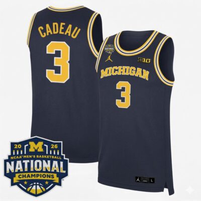 Elliot Cadeau Michigan Wolverines Basketball 2026 National Championship Navy Limited Jersey - All Stitched