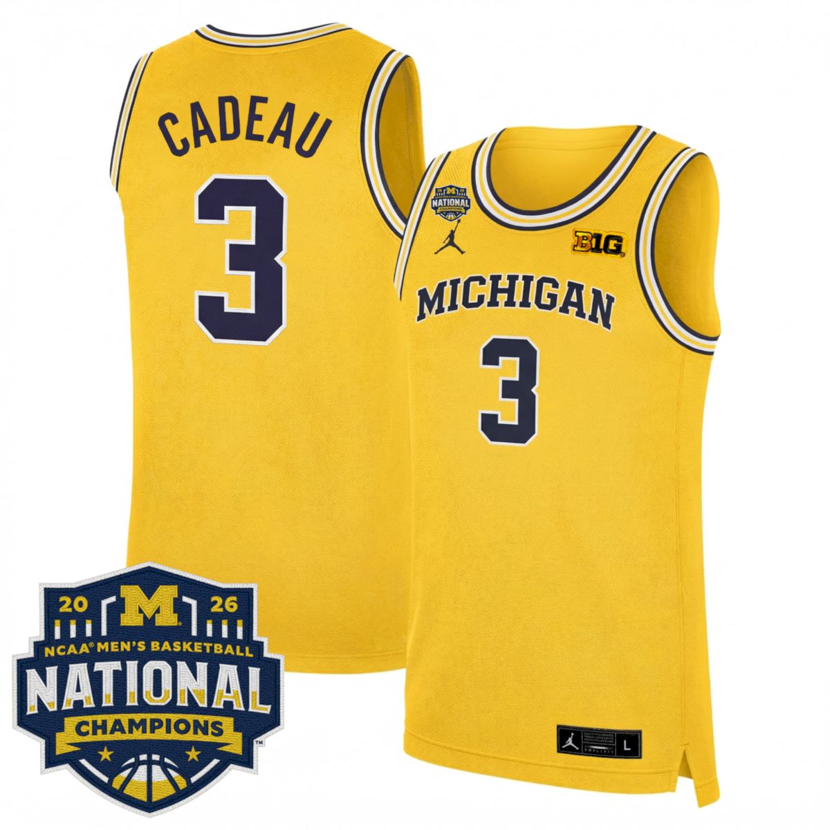Elliot Cadeau Michigan Wolverines Basketball 2026 National Championship Maize Limited Jersey - All Stitched
