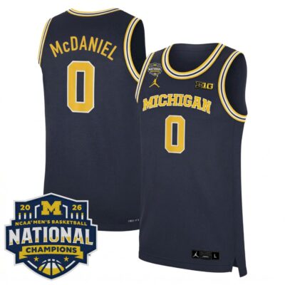 Dug McDaniel Michigan Wolverines Basketball 2026 National Championship Navy Limited Jersey - All Stitched