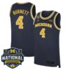 Nimari Burnett Michigan Wolverines Basketball 2026 National Championship Navy Limited Jersey - All Stitched